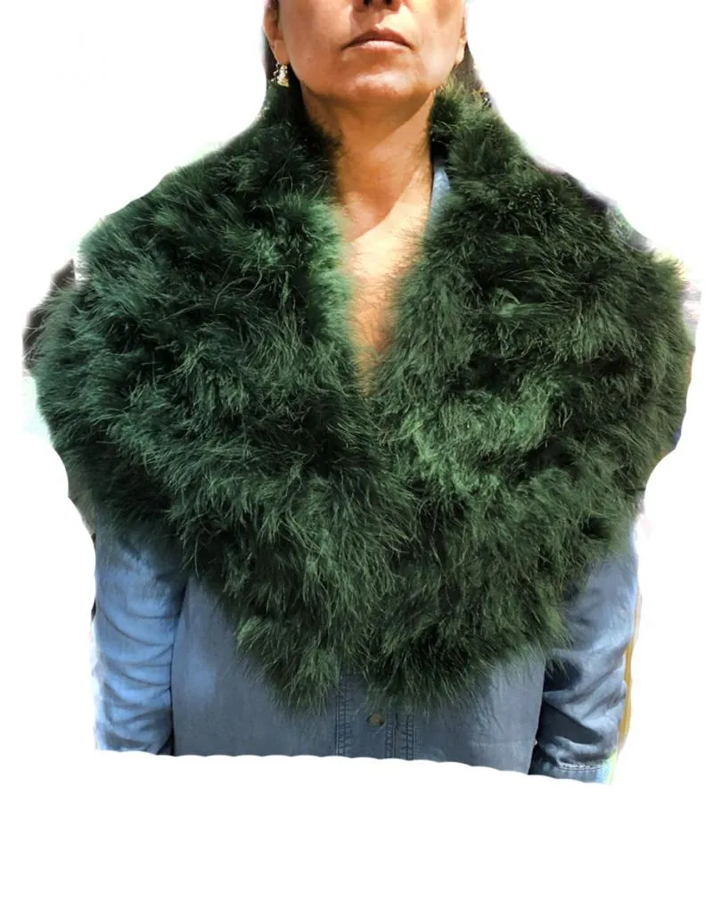 ESTOLAS VERDES ELEGANTES CON PLUMAS DE MARABU PARA BODAS