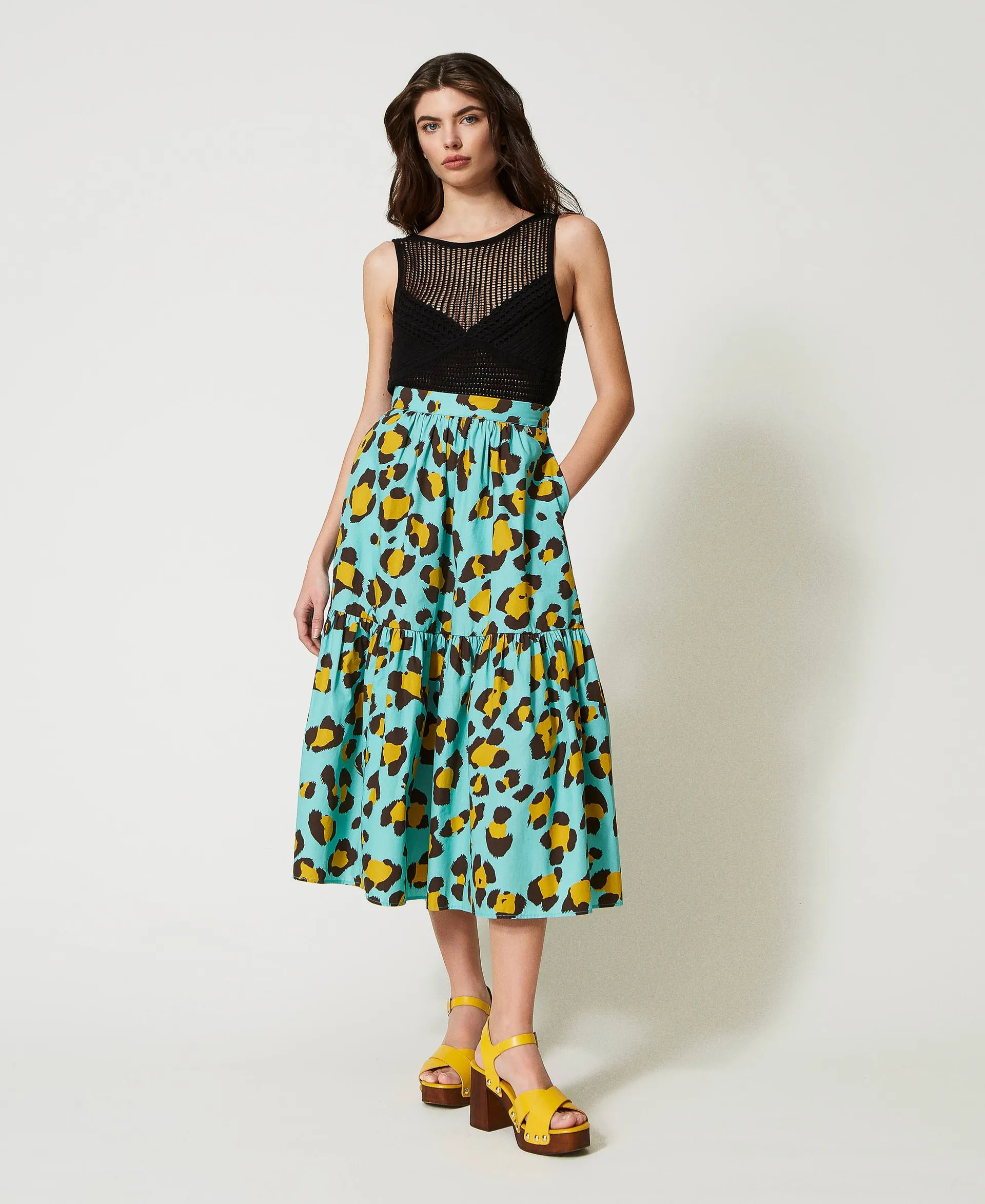 Falda larga animal print