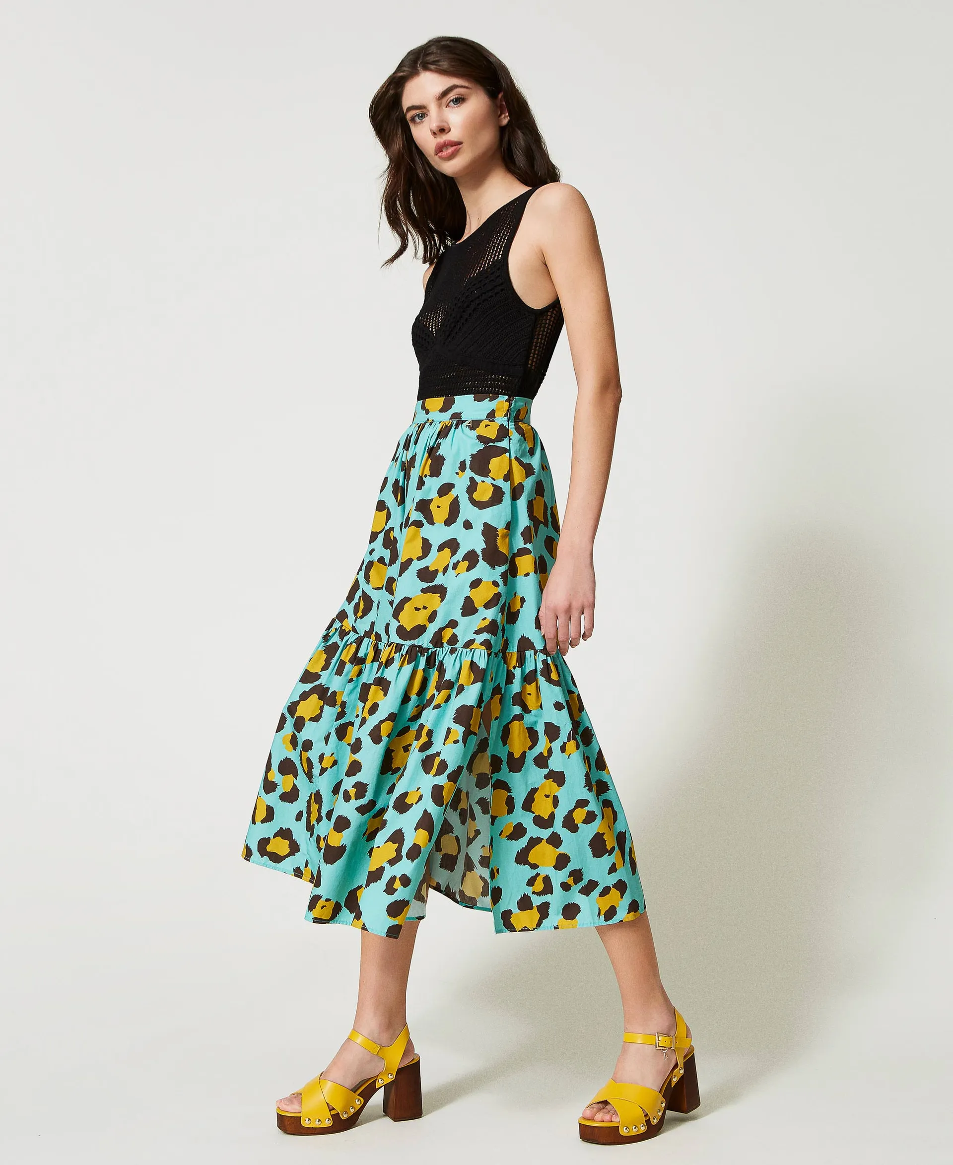 Falda larga animal print