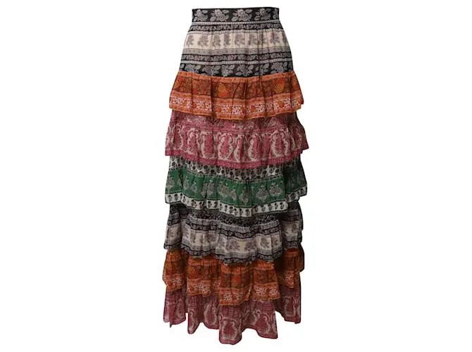 Falda larga escalonada de tiro alto con estampado Amari de Zimmermann en viscosa multicolor 