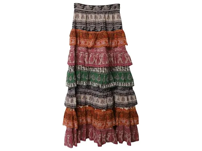 Falda larga escalonada de tiro alto con estampado Amari de Zimmermann en viscosa multicolor 