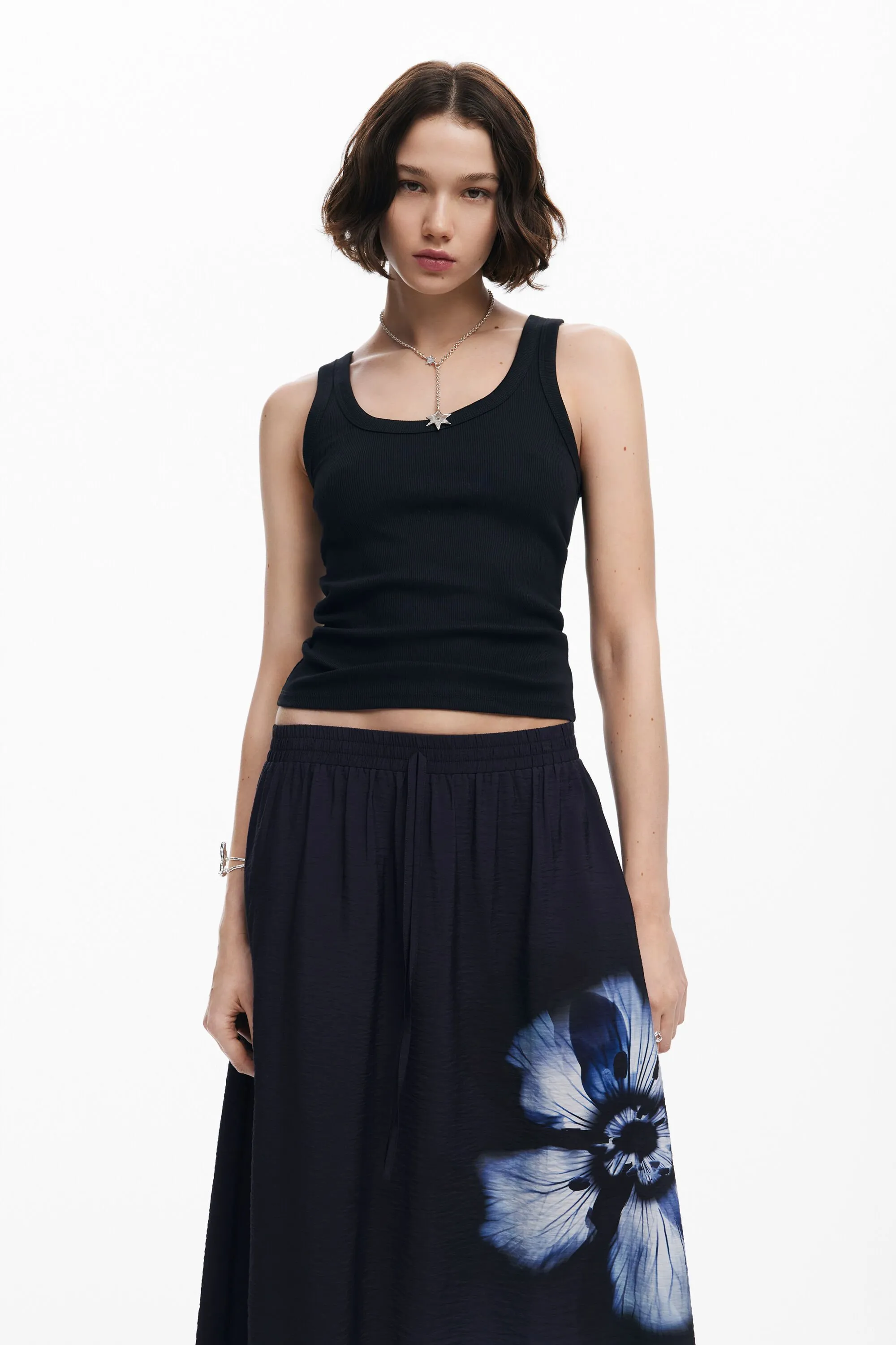 Falda larga flor