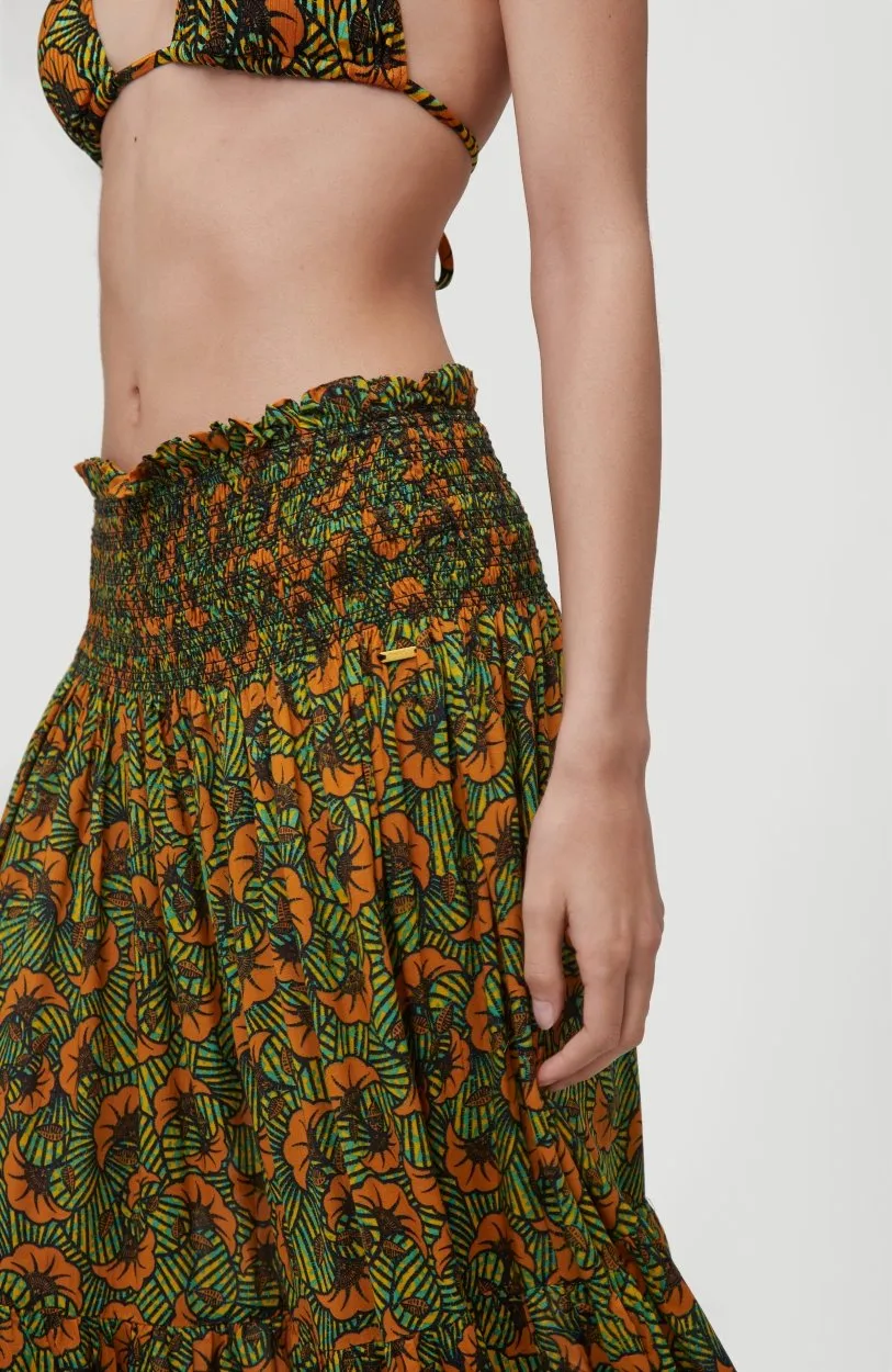 Falda larga O’NEILL casual cintura fruncida para mujer CITIZEN WOVEN LONG SKIRT Yellow/Green Ref. 1A7806 amarilla/verde es