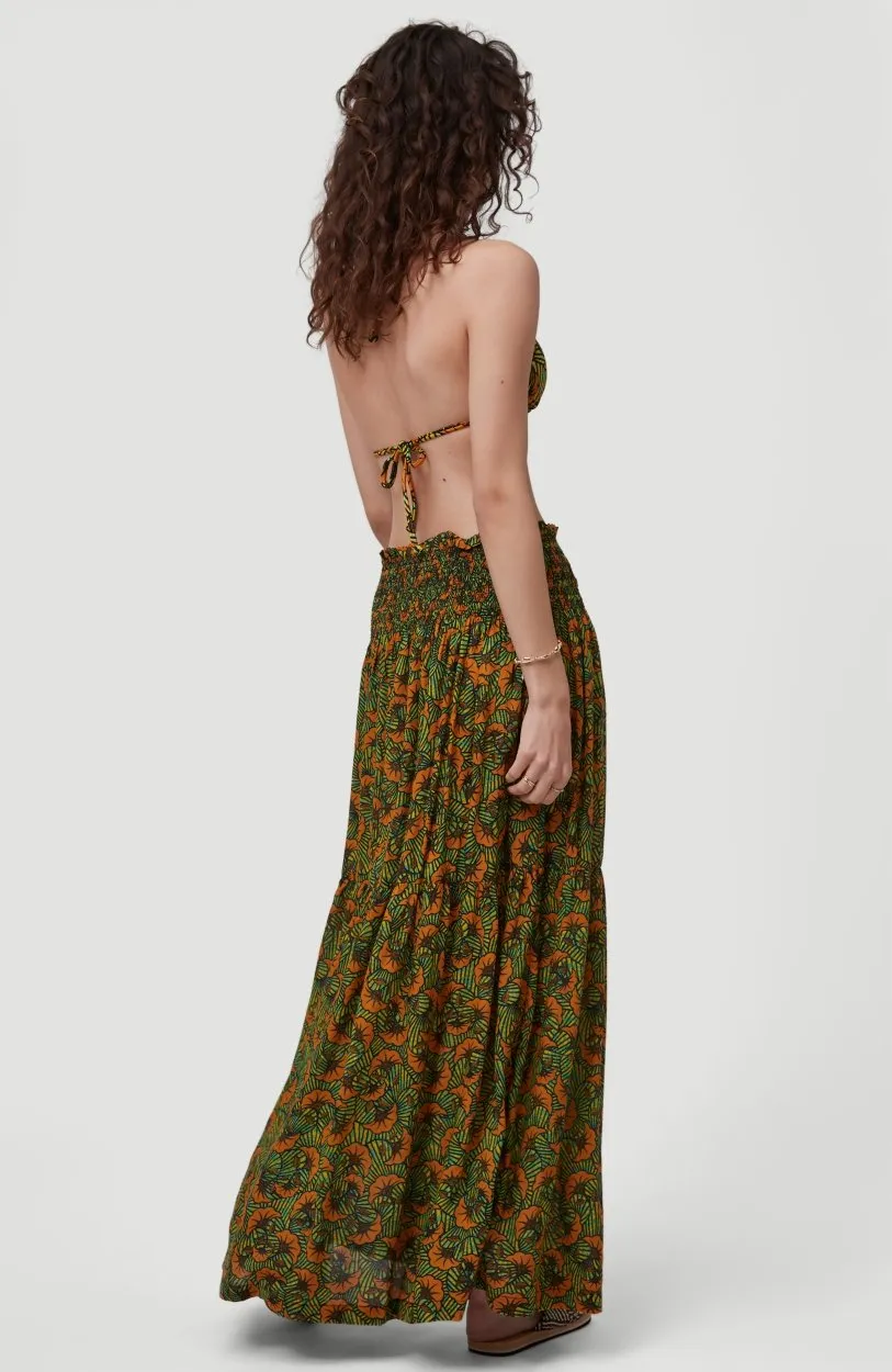 Falda larga O’NEILL casual cintura fruncida para mujer CITIZEN WOVEN LONG SKIRT Yellow/Green Ref. 1A7806 amarilla/verde es