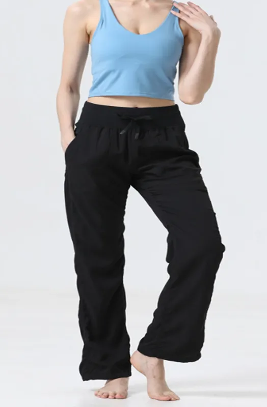 Gimnasio para mujeres Pantalones de longitud completa Pantalones anchos Pantalones Ejercicio Carriendo pantalones Capris estirad