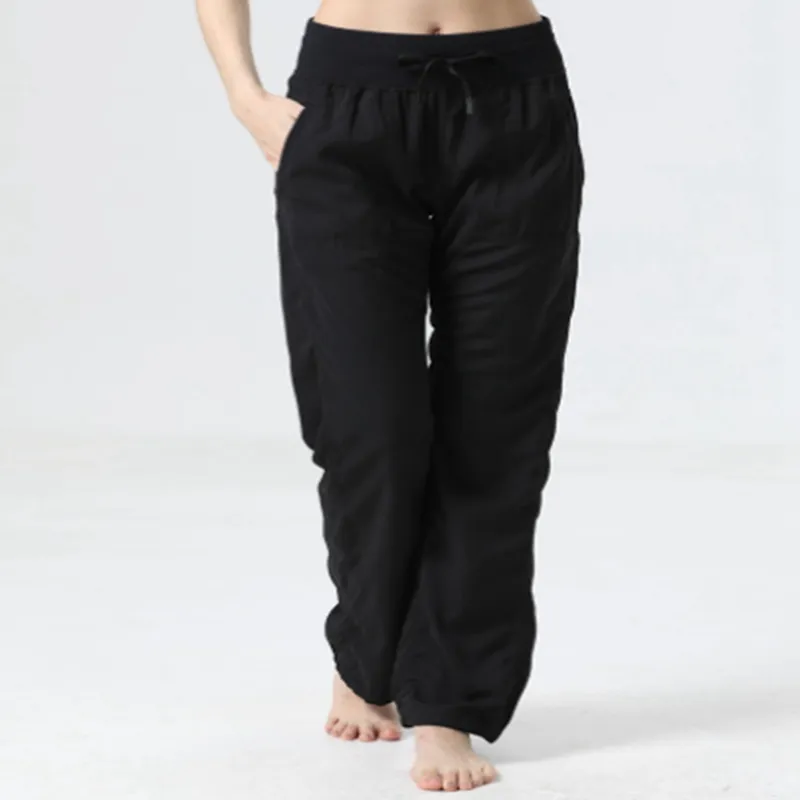 Gimnasio para mujeres Pantalones de longitud completa Pantalones anchos Pantalones Ejercicio Carriendo pantalones Capris estirad