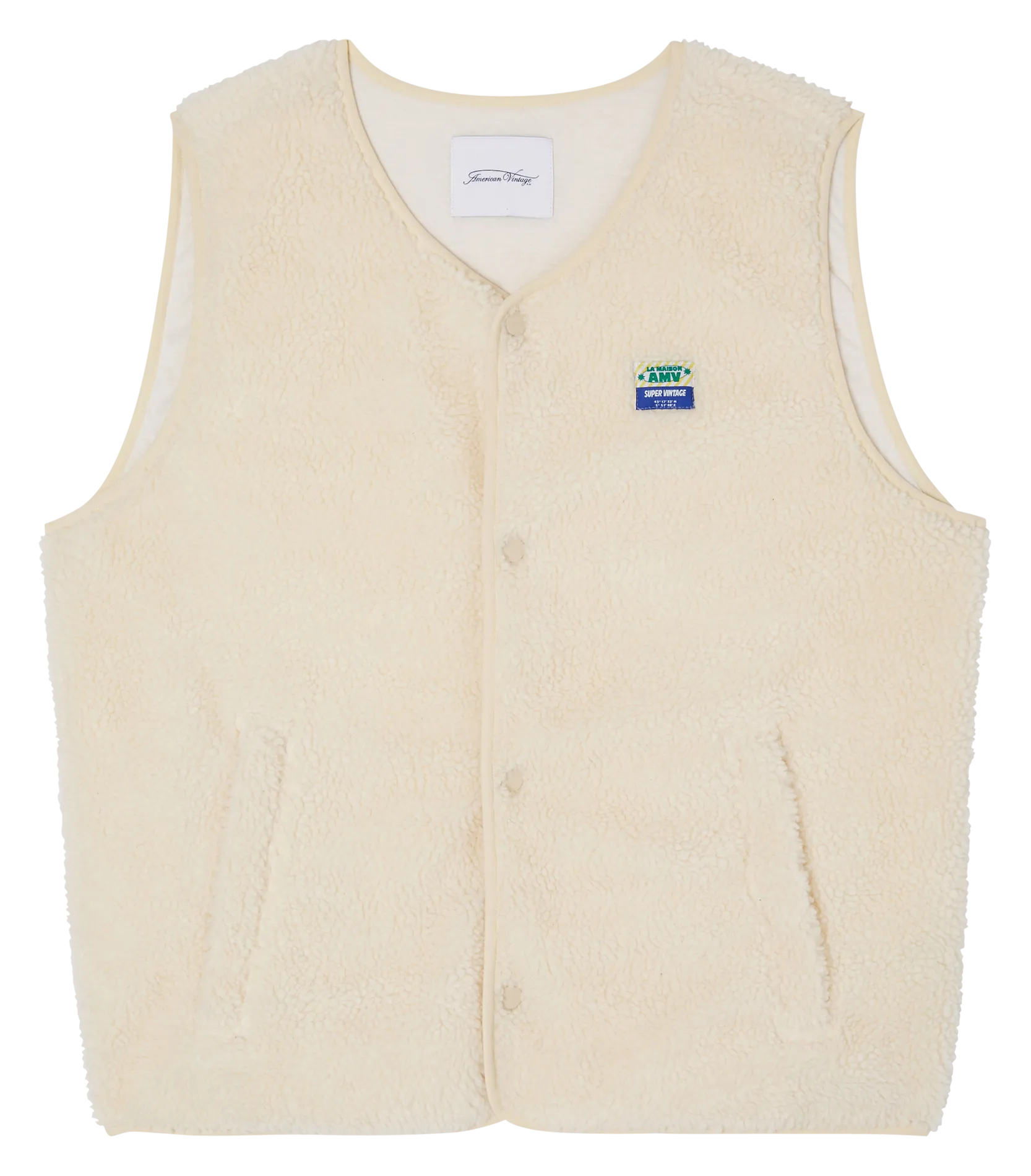 HOKTOWN  CHAQUETA CON CUELLO REDONDO DE PELO DE BORREGUITO EN BEIGE
