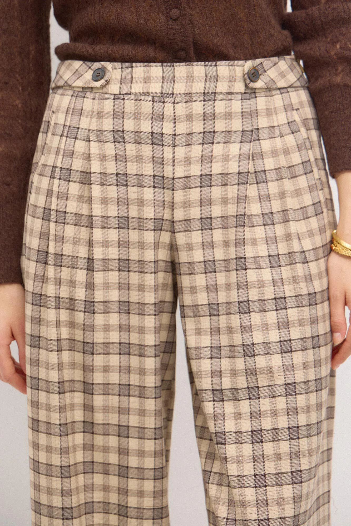 Hoss Intropia Perla. Pantalón amplio de cuadros
