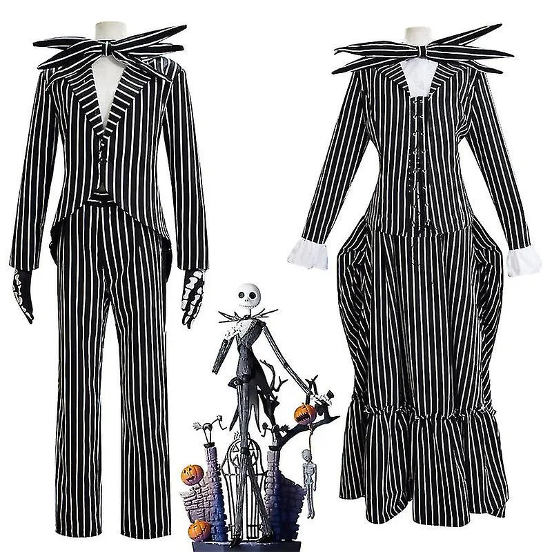 Jack Skellington Cosplay Disfraz Traje de Rey Calabaza Halloween Disfraz de Carnaval Disfraz para Adultos Niños