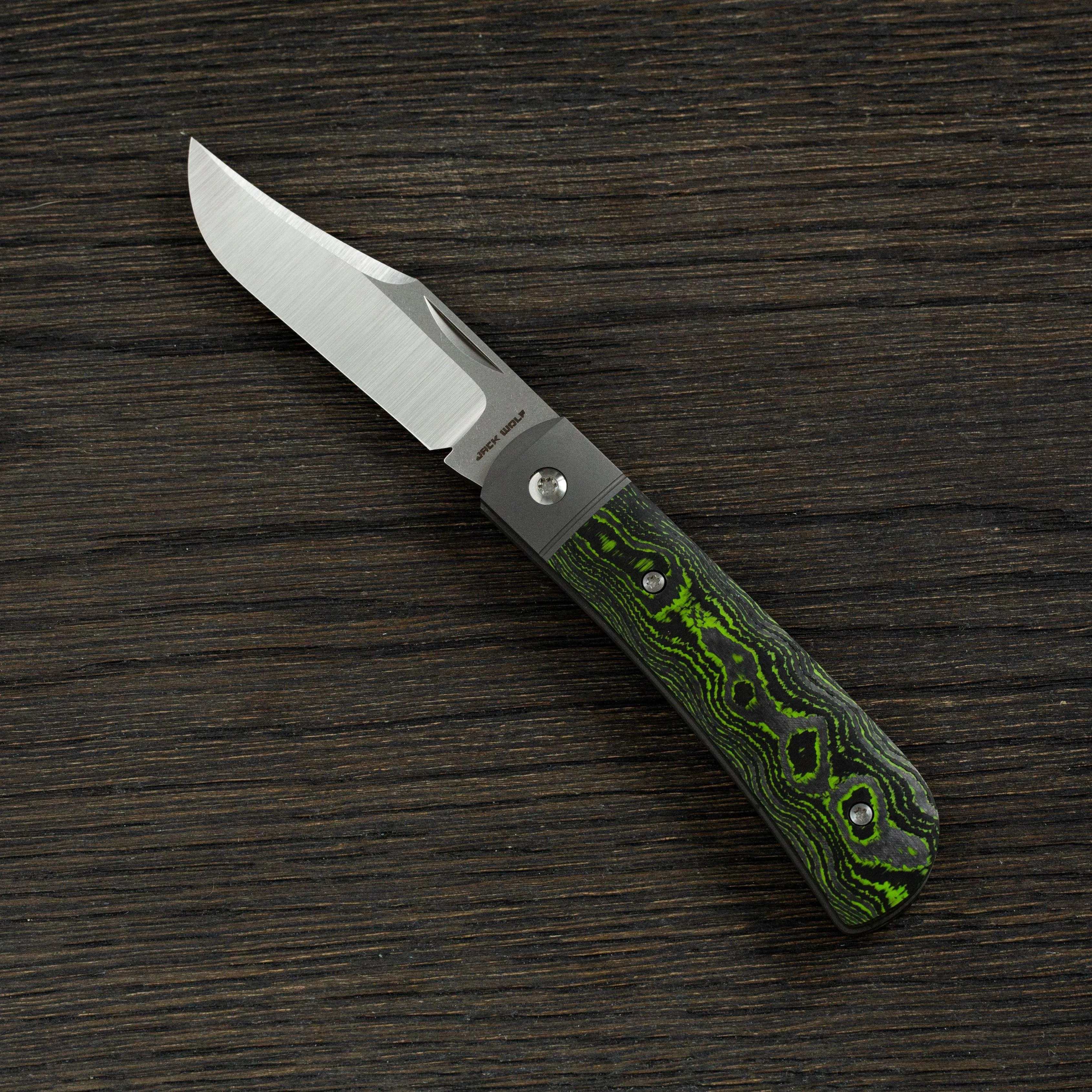 JACK WOLF BENNY'S CLIP CAMOCARBON TOXIC GREEN, BENNY01CCTG, NAVAJA SLIPJOINT