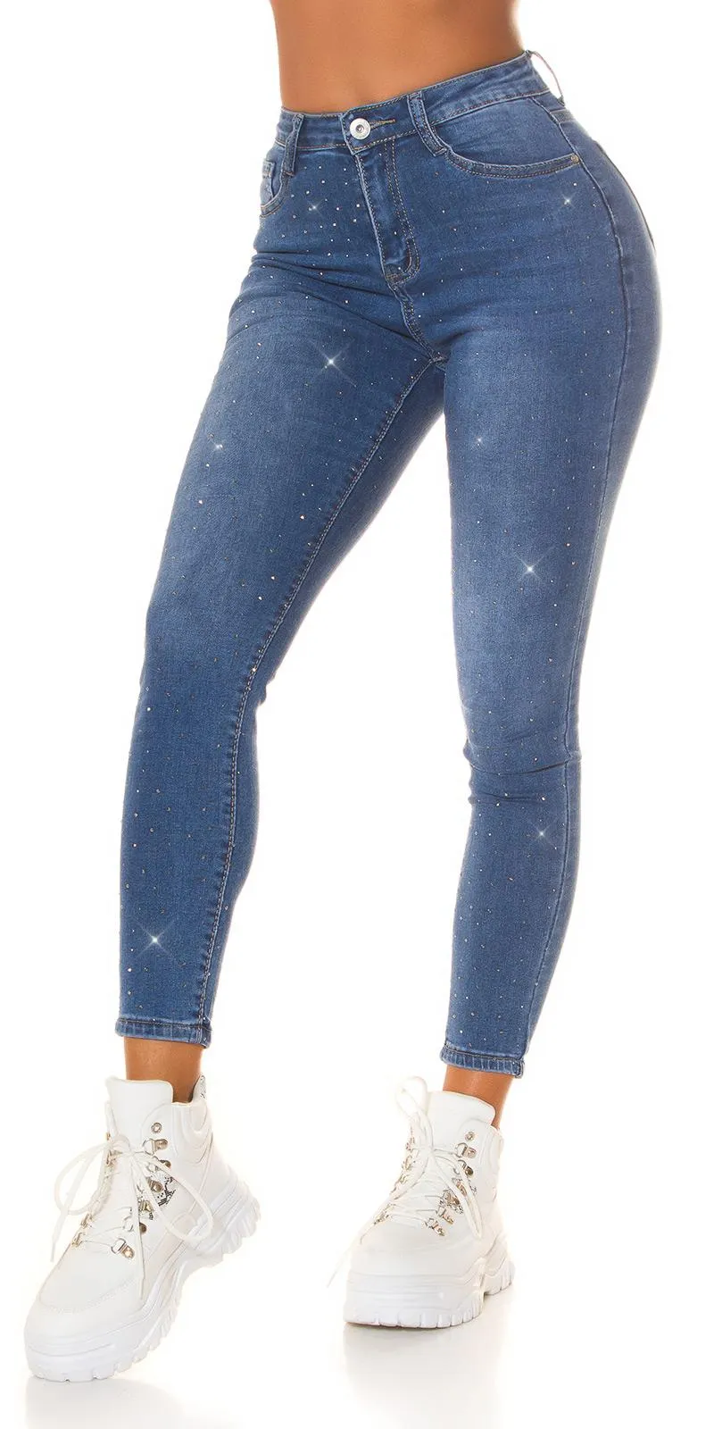 Jeans skinny de cintura alta con brillo