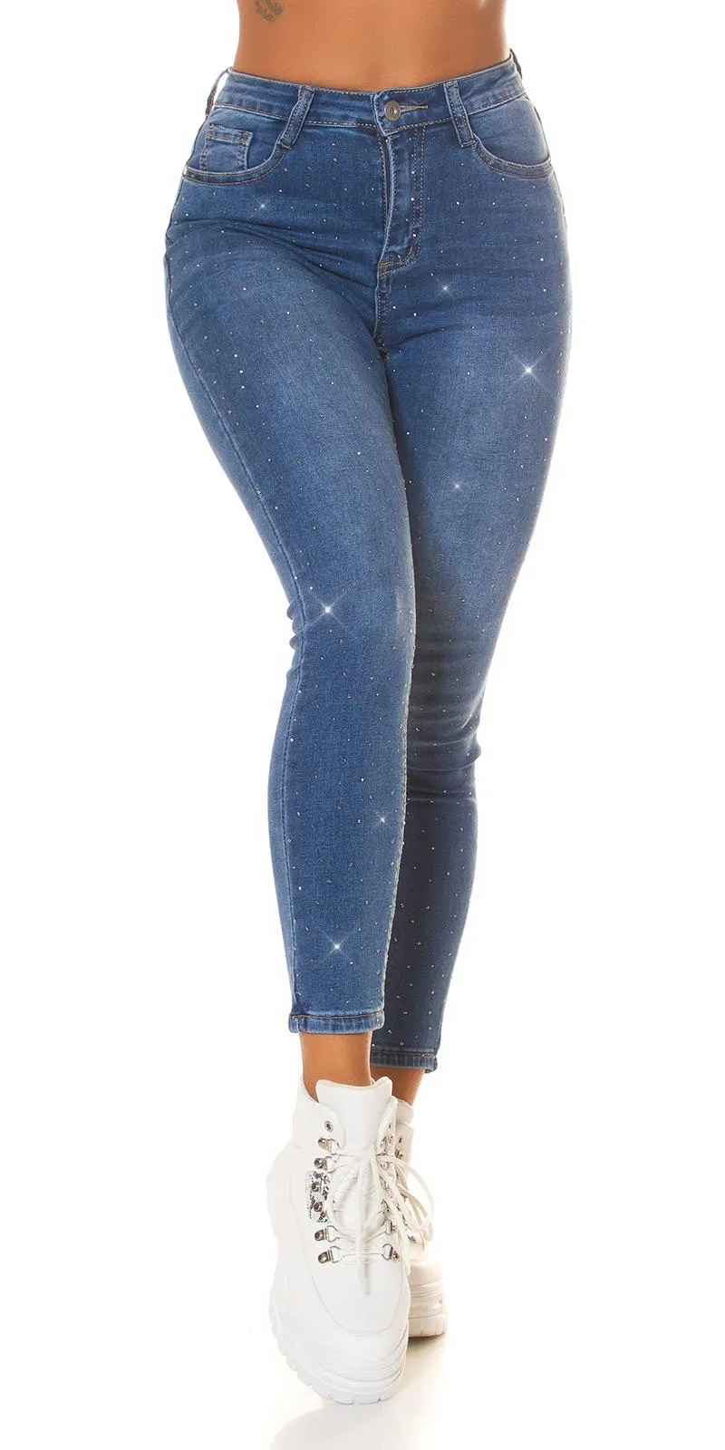Jeans skinny de cintura alta con brillo