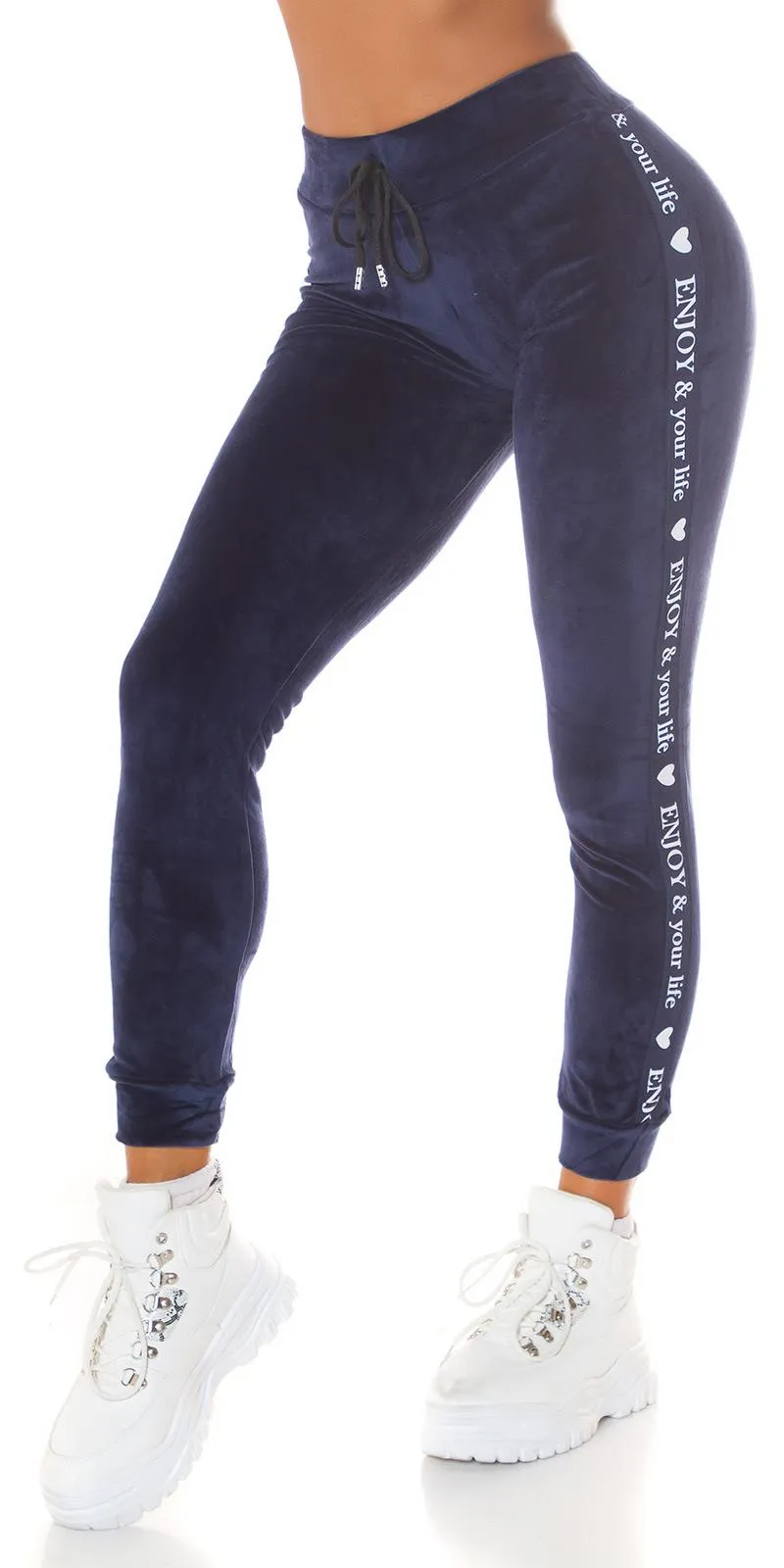 Jogger azul con acabado de terciopelo