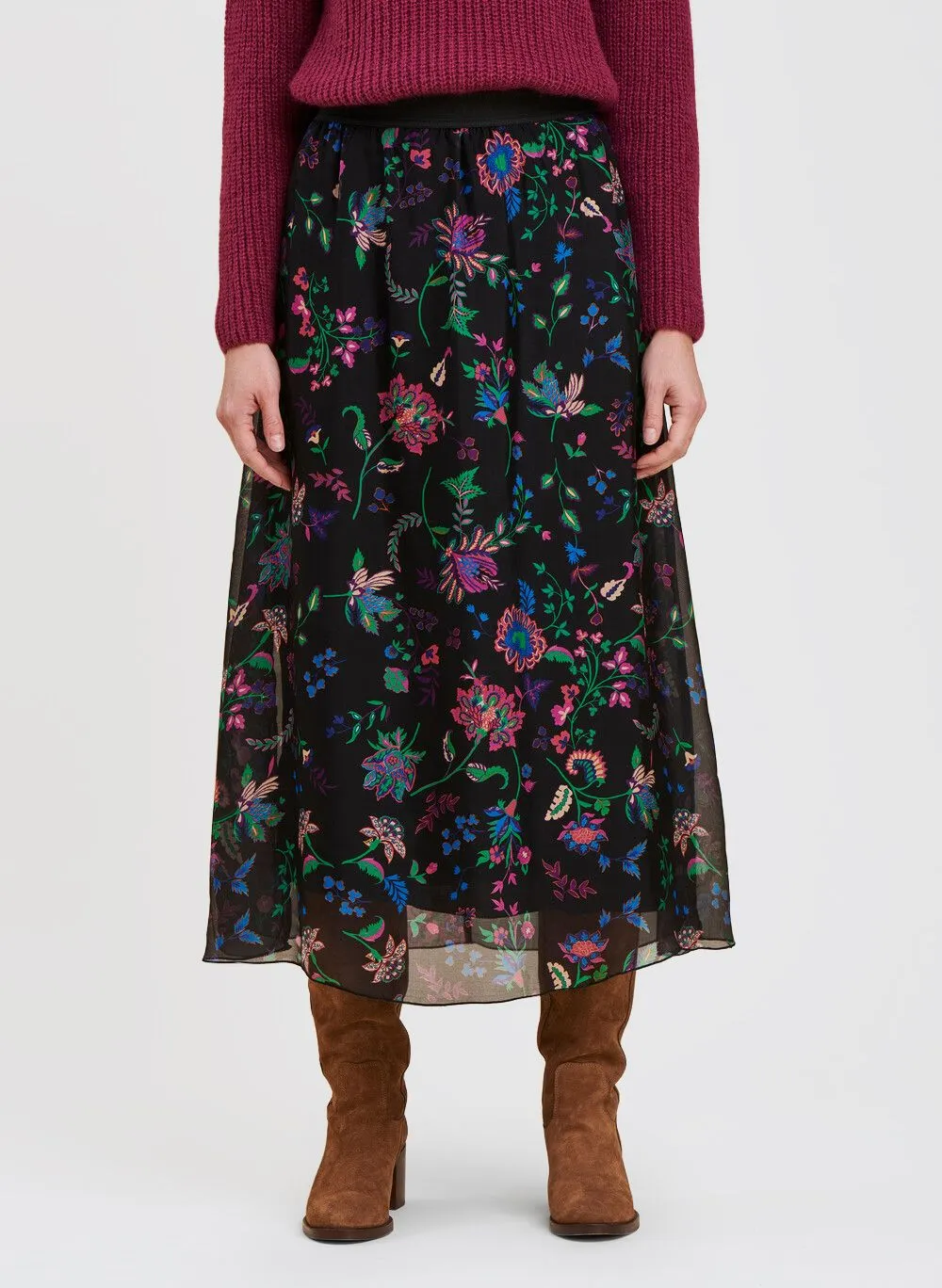LA FEE MARABOUTEE Falda larga estampada en negro
