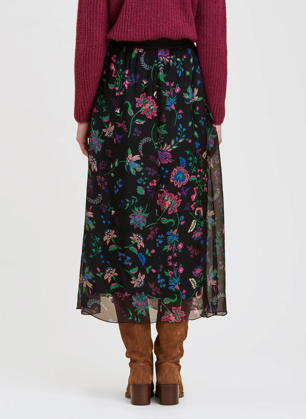 LA FEE MARABOUTEE Falda larga estampada en negro