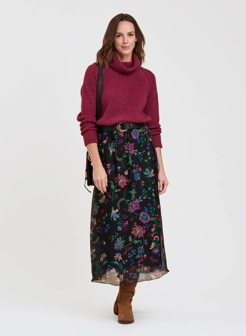 LA FEE MARABOUTEE Falda larga estampada en negro