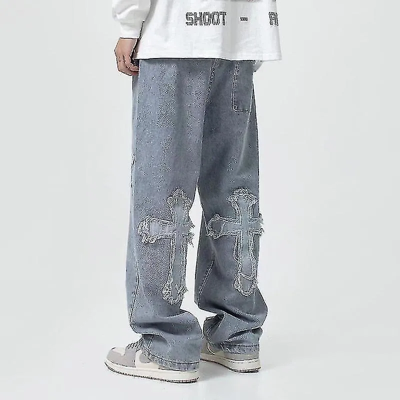 Loose Denim Jeans Pantalones Pantalones Cross Men