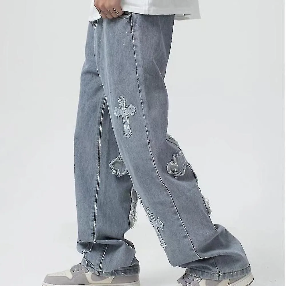Loose Denim Jeans Pantalones Pantalones Cross Men