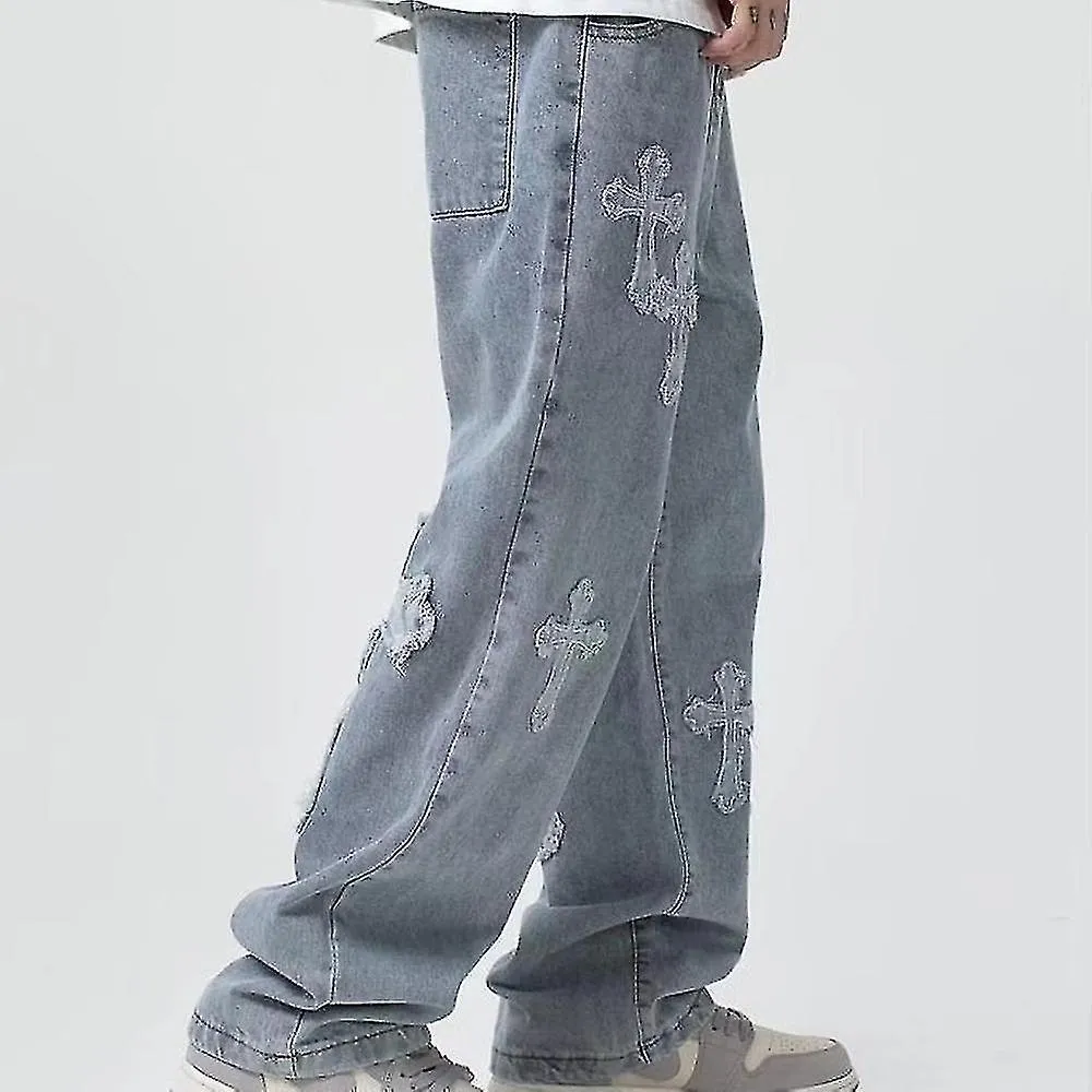 Loose Denim Jeans Pantalones Pantalones Cross Men