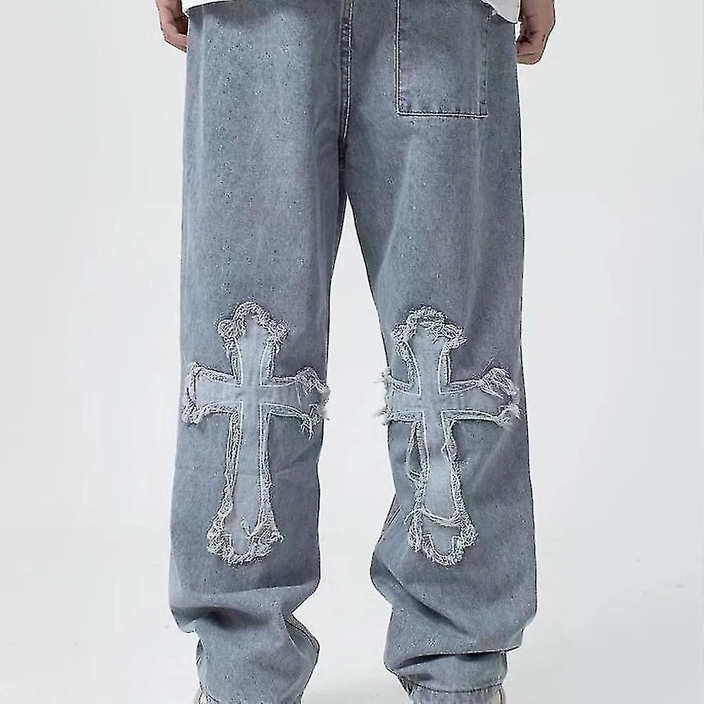 Loose Denim Jeans Pantalones Pantalones Cross Men