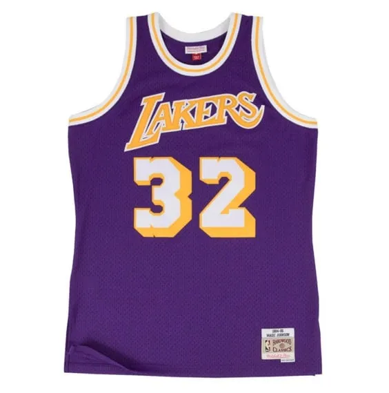 MAGIC JOHNSON LOS ANGELES LAKERS 8485 PURPLE RETRO SWINGMAN