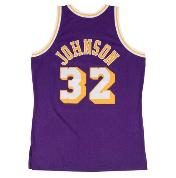 MAGIC JOHNSON LOS ANGELES LAKERS 8485 PURPLE RETRO SWINGMAN