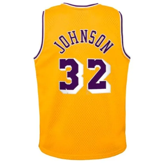 MAGIC JOHNSON LOS ANGELES LAKERS 8485 YELLOW RETRO SWINGMAN