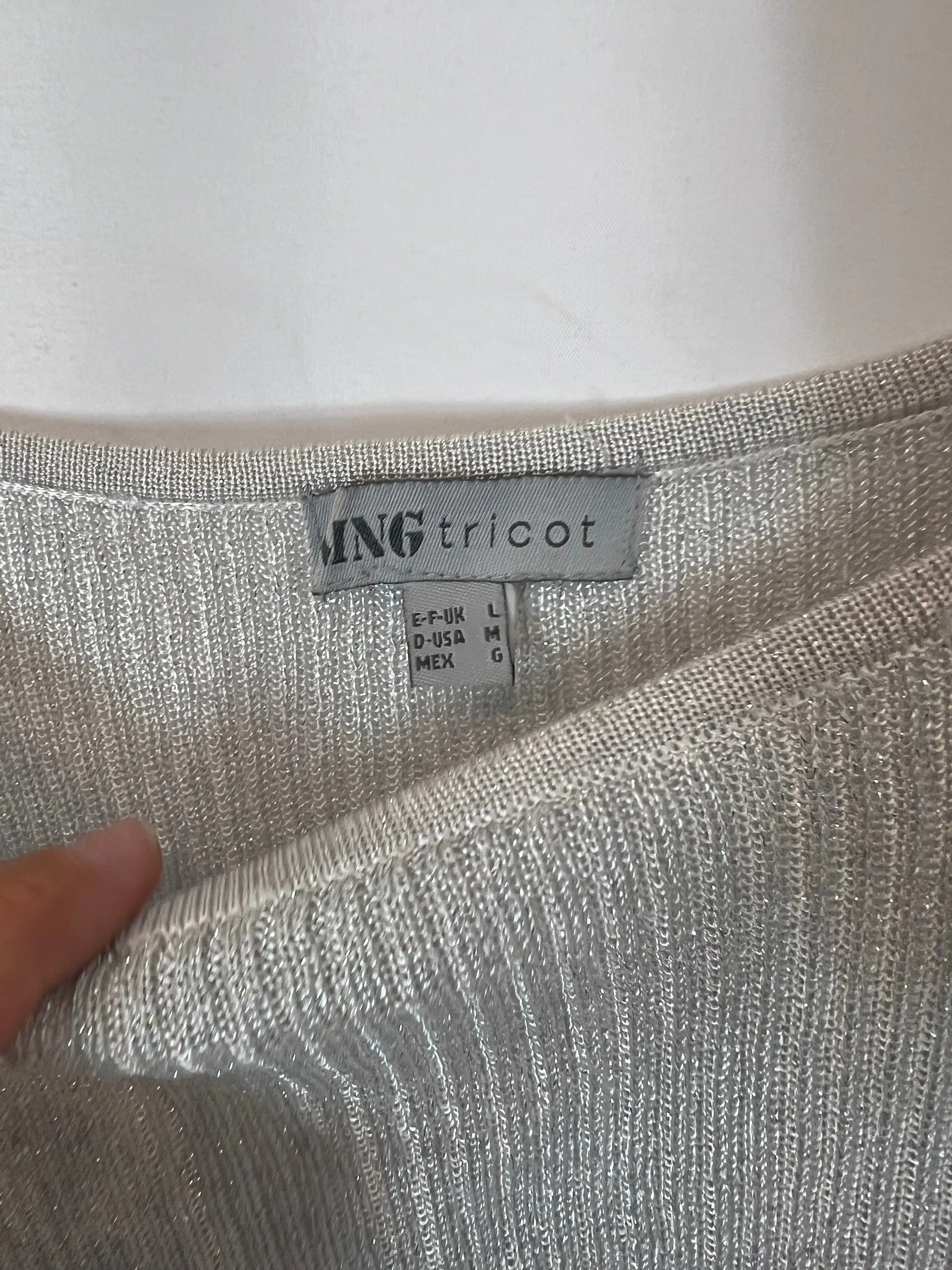 MANGO Top gris hilos T.L