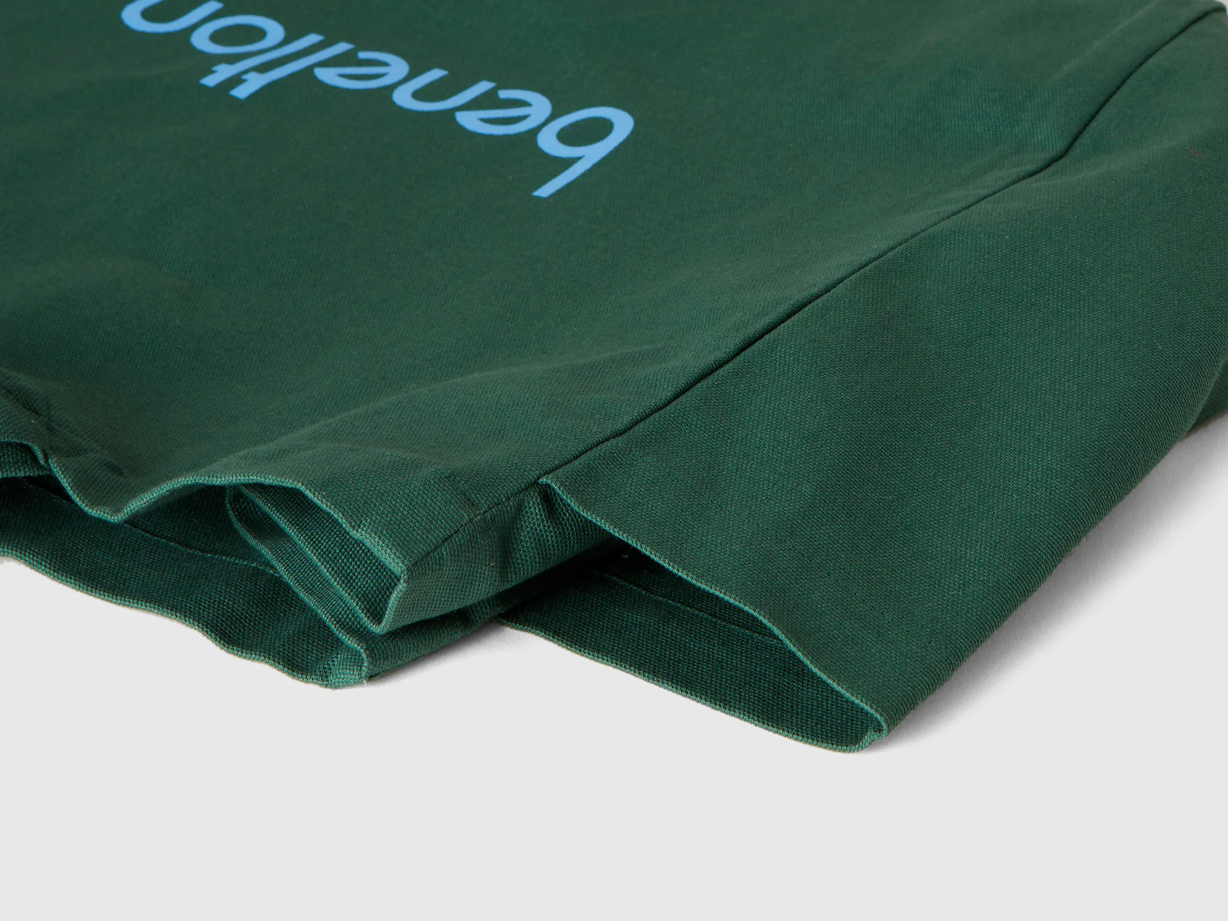 Military green tote bag in pure cotton