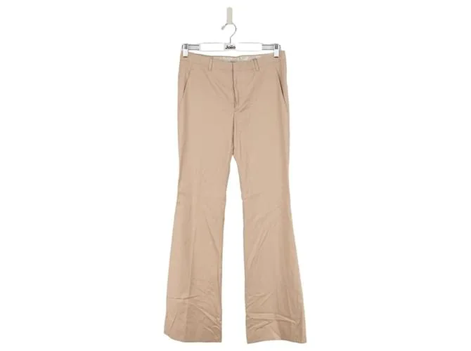 Miu Miu pantalones anchos de algodon Beige 