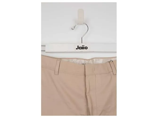 Miu Miu pantalones anchos de algodon Beige 