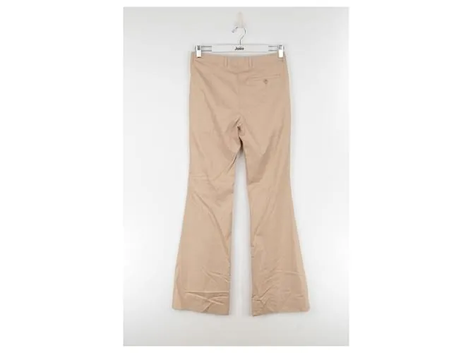 Miu Miu pantalones anchos de algodon Beige 