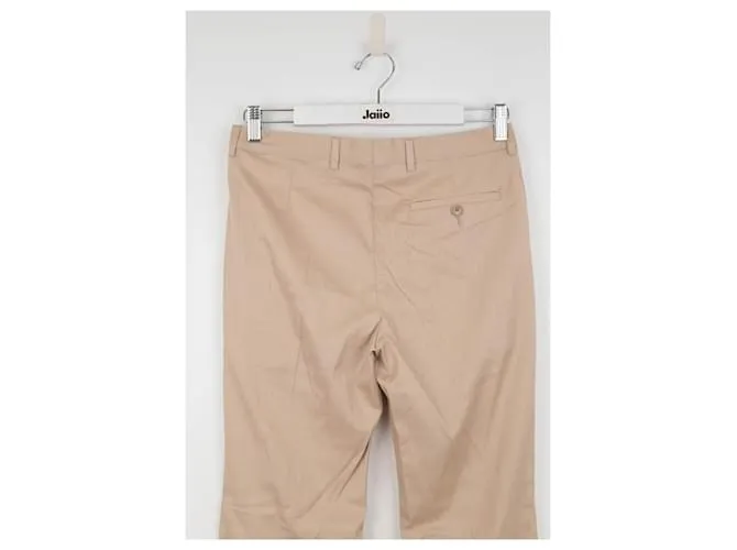 Miu Miu pantalones anchos de algodon Beige 