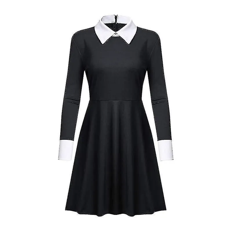 Miércoles Addams Vestido para niños adultos Cosplay Disfraces Halloween Carnaval Fiesta Fancy Dress S