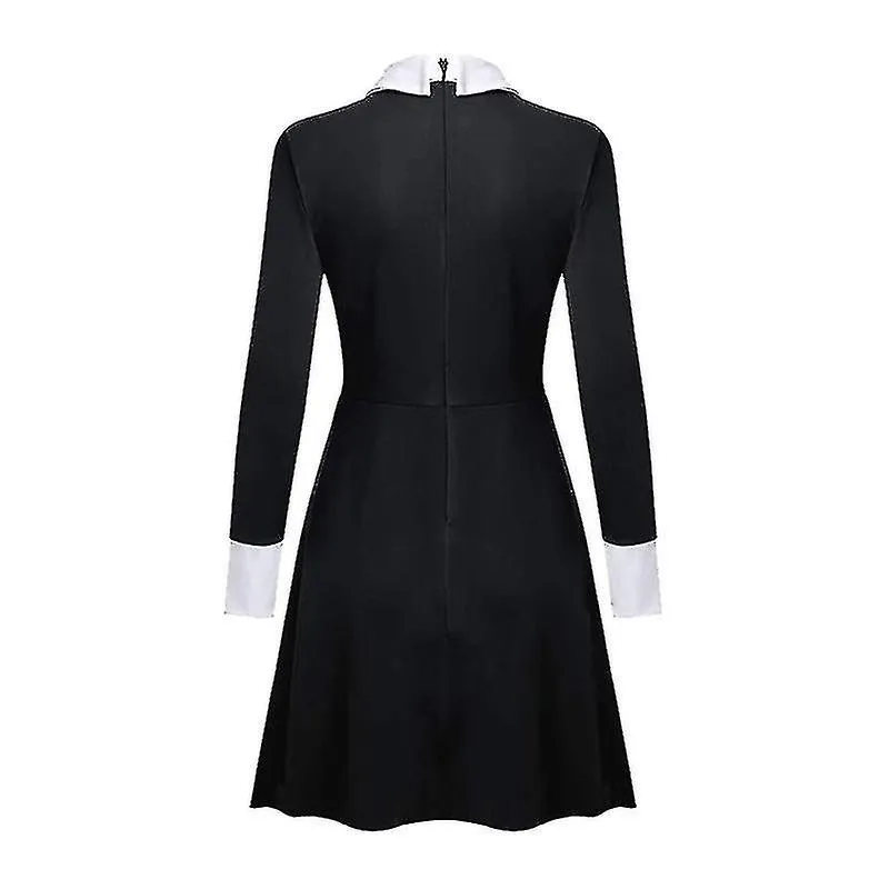 Miércoles Addams Vestido para niños adultos Cosplay Disfraces Halloween Carnaval Fiesta Fancy Dress S