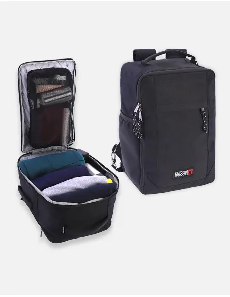 Mochila de viaje unisex de Coronel Tapiocca de color negro con cremallera 40x20x25 cm
