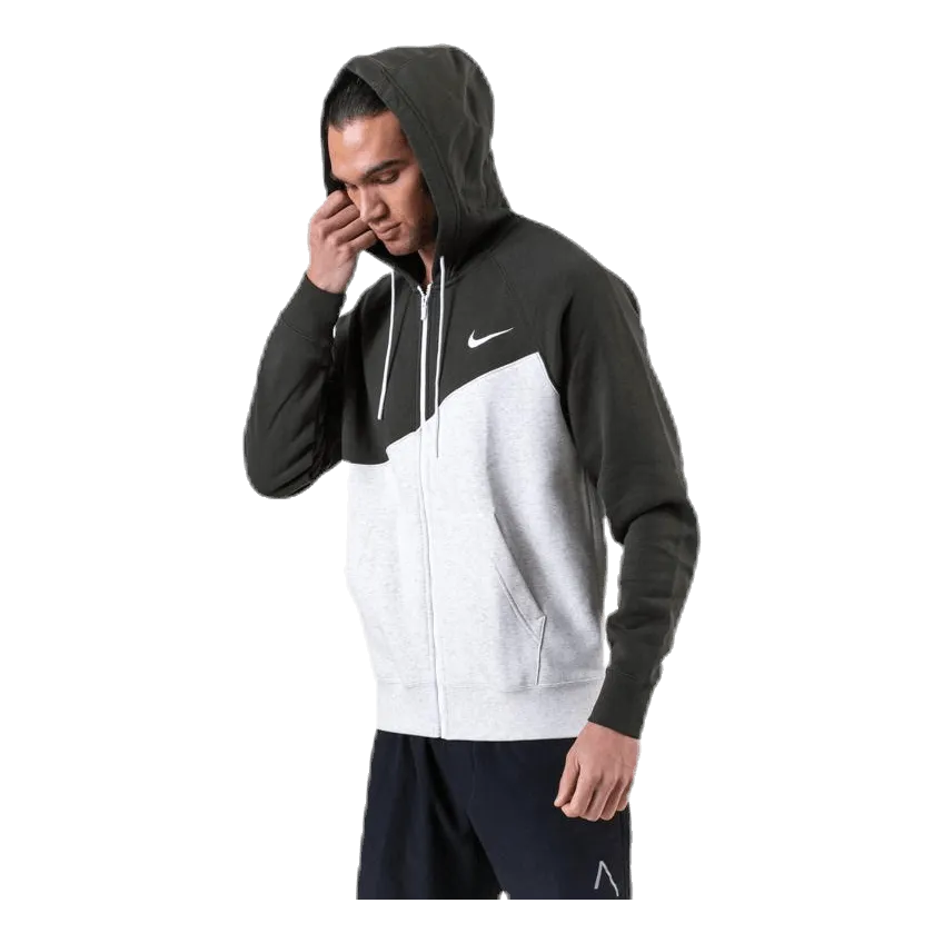 NIKE SWOOSH HOODIE FULLZIP GREEN/GREY