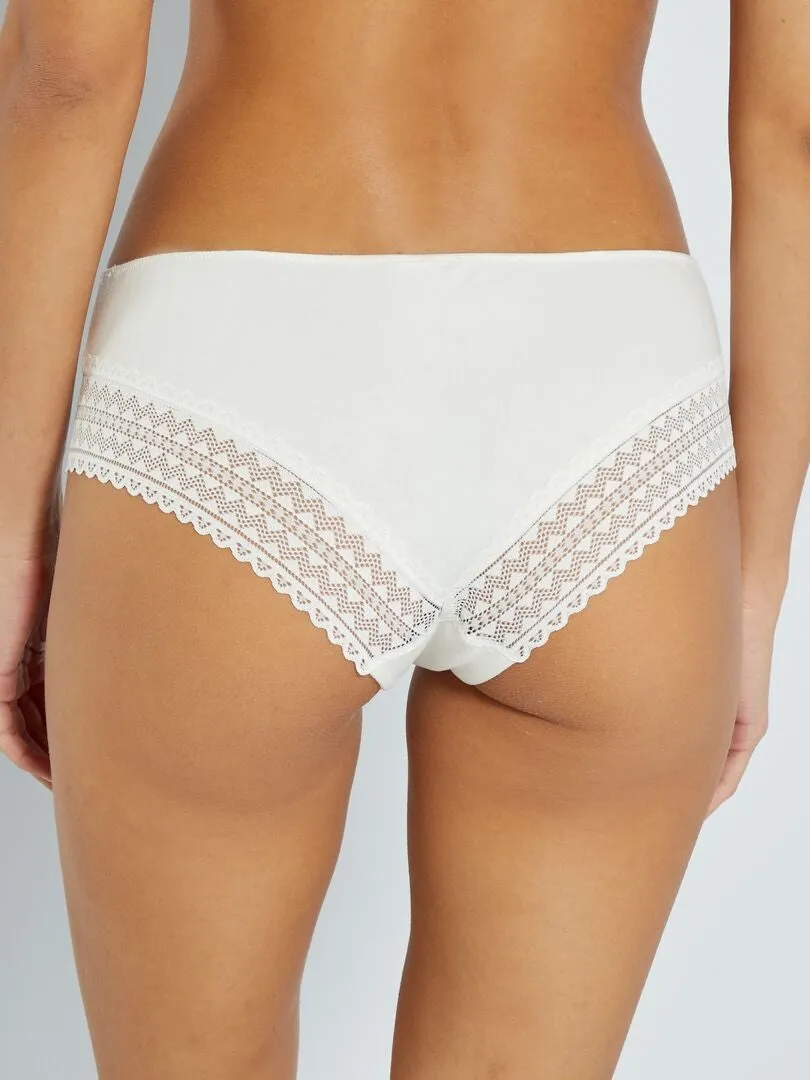 PACK DE 3 CULOTTES DE ALGODóN Y ENCAJE  ROSA GRIS
