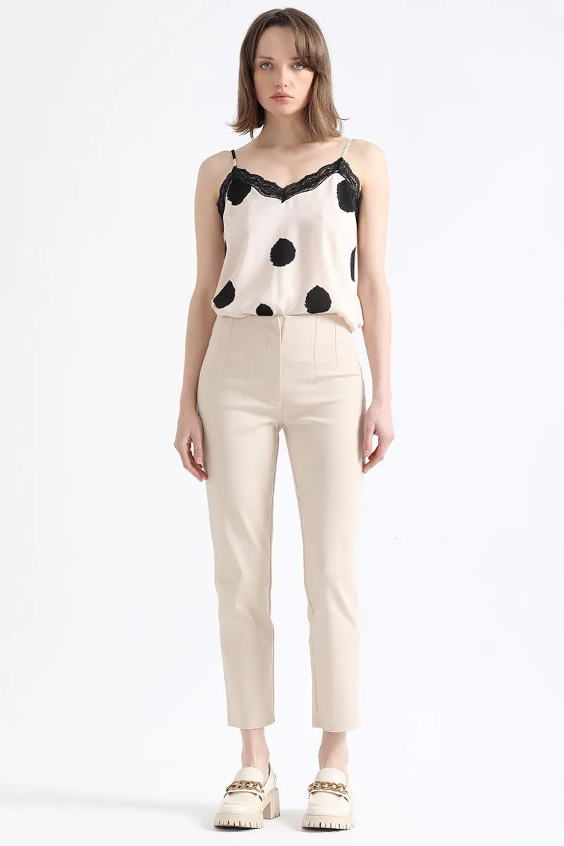PANTALON PITILLO TIRO MEDIO, BEIGE
