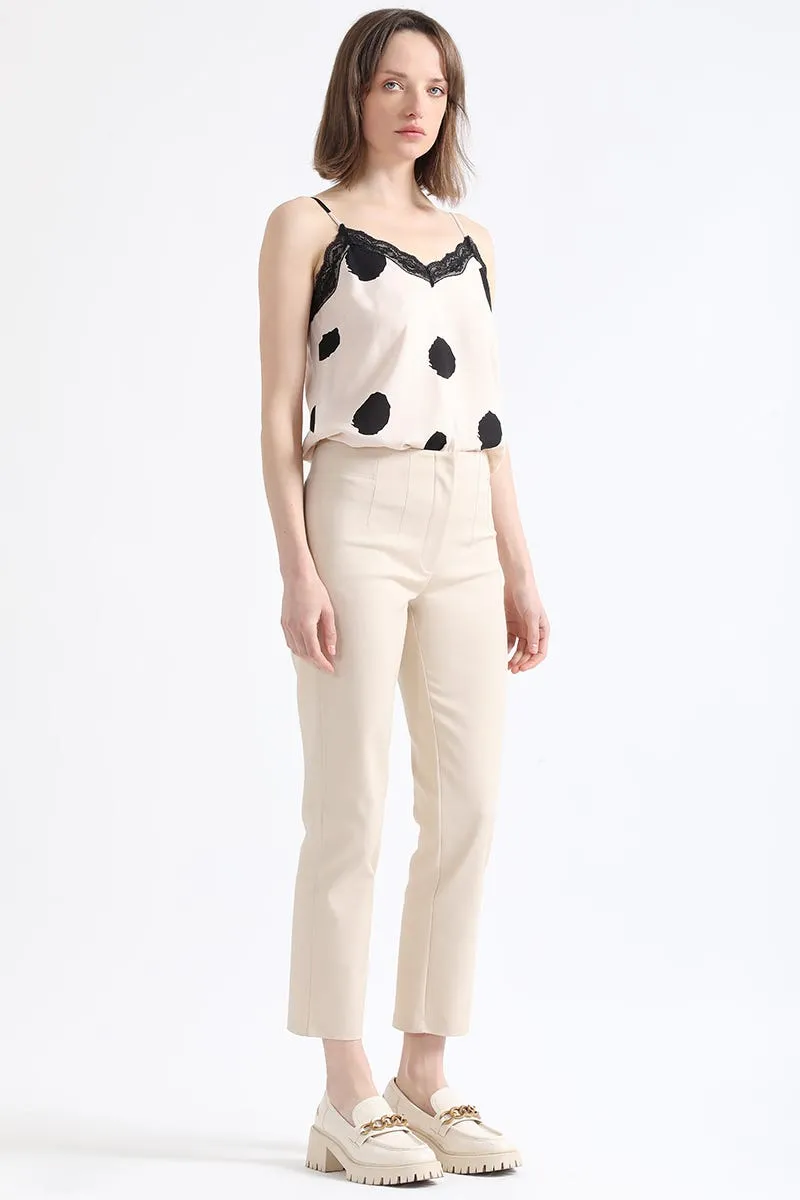 PANTALON PITILLO TIRO MEDIO, BEIGE