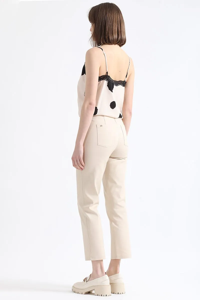 PANTALON PITILLO TIRO MEDIO, BEIGE