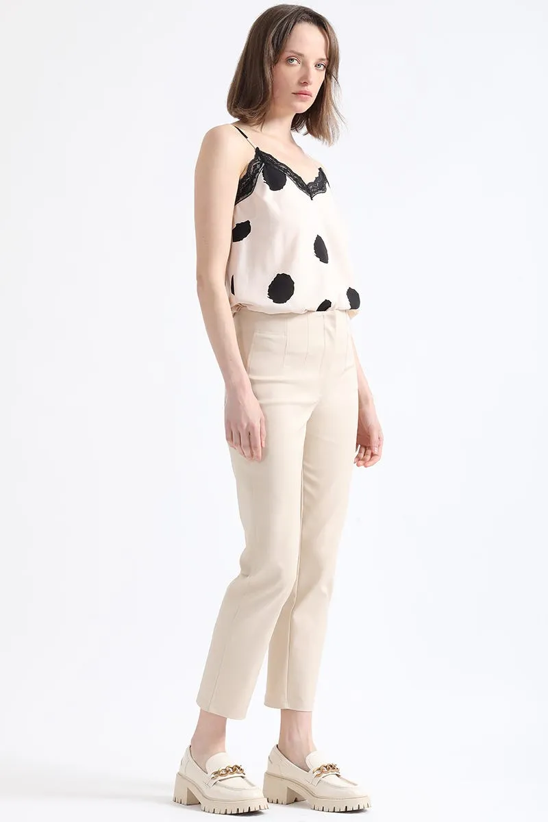 PANTALON PITILLO TIRO MEDIO, BEIGE