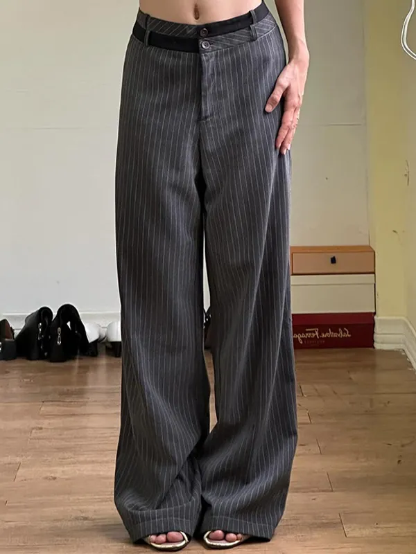 Pantalones anchos a rayas