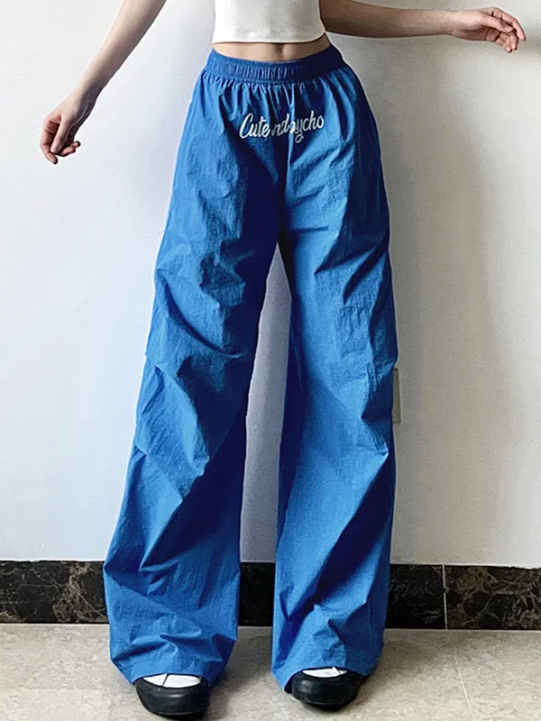 Pantalones anchos con estampado de letras