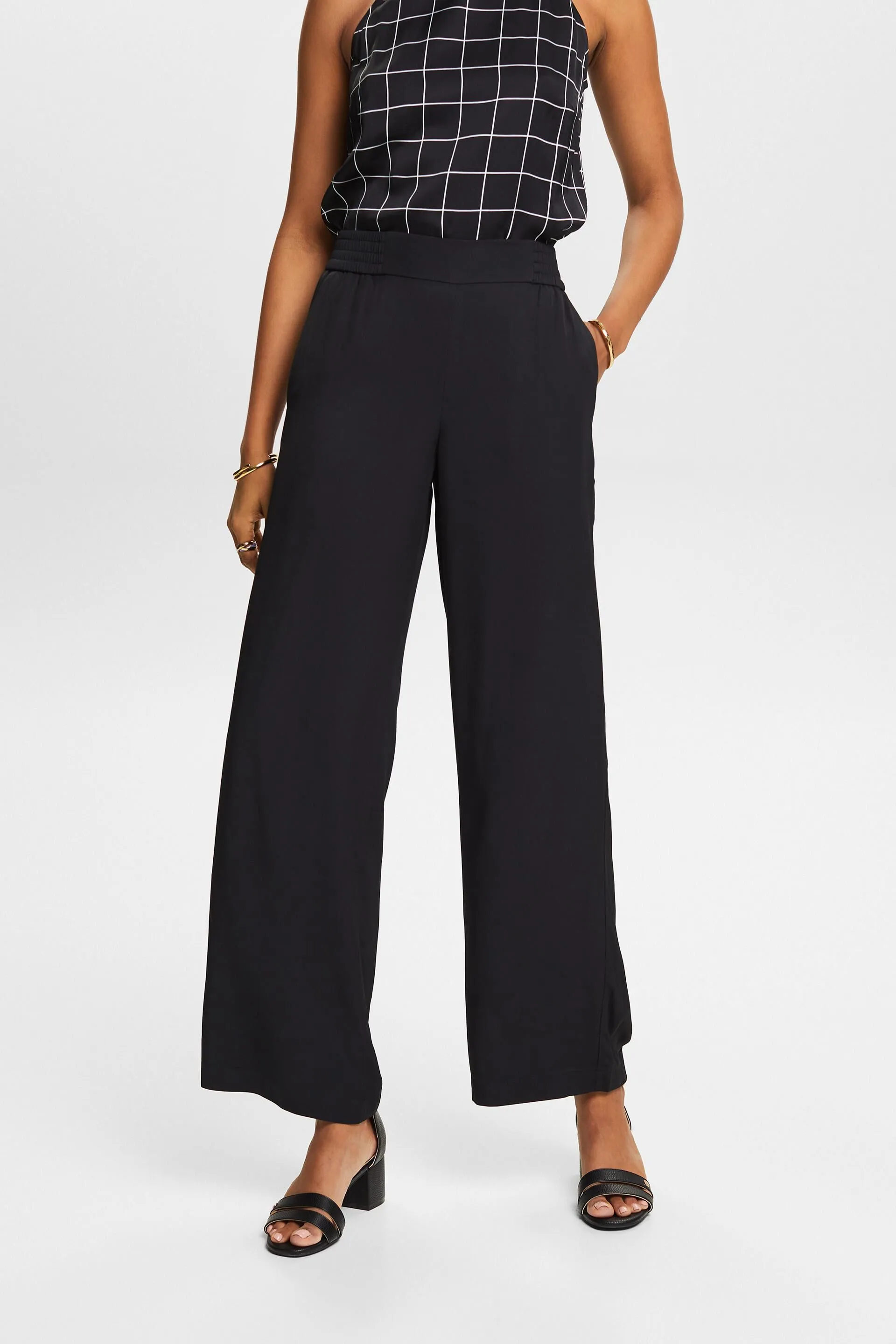 Pantalones anchos de sarga sin cierres