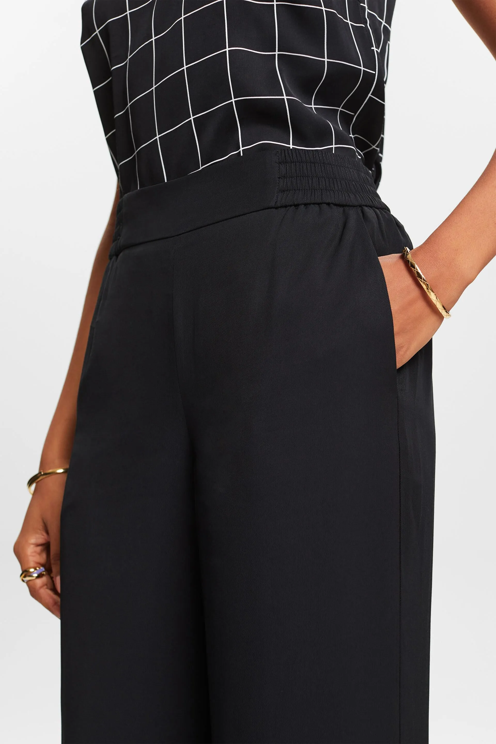 Pantalones anchos de sarga sin cierres