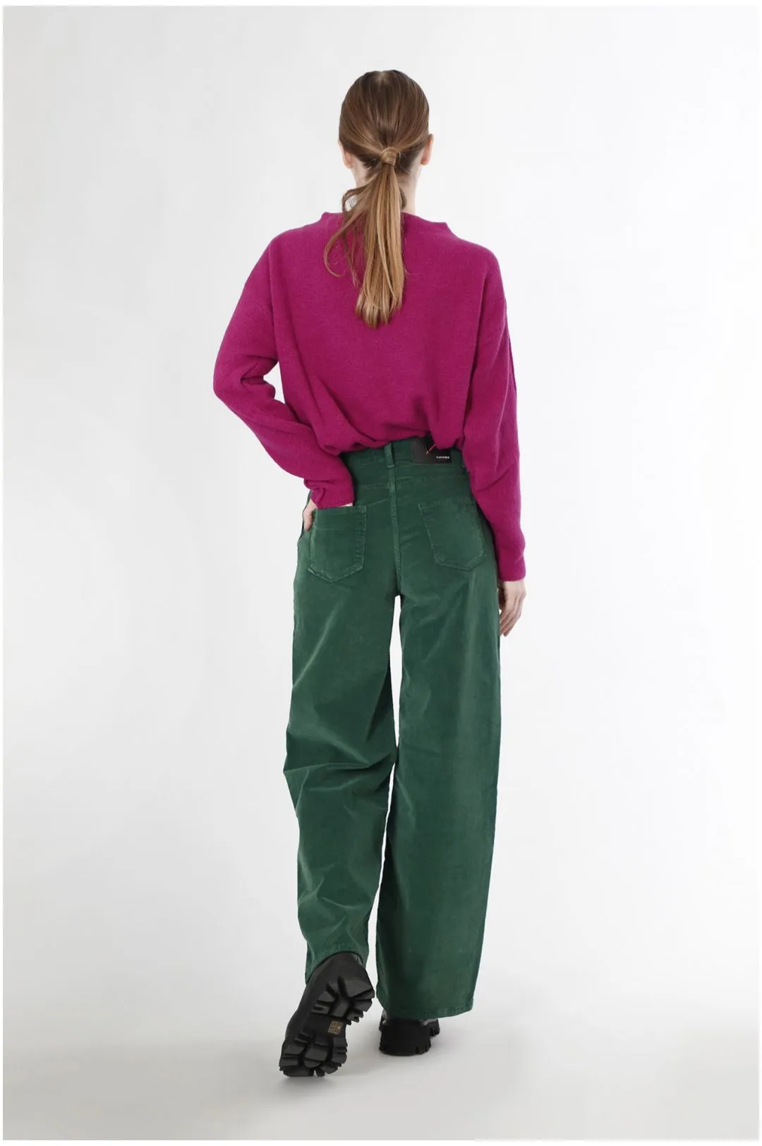 pantalones anchos de terciopelo teñido dark green