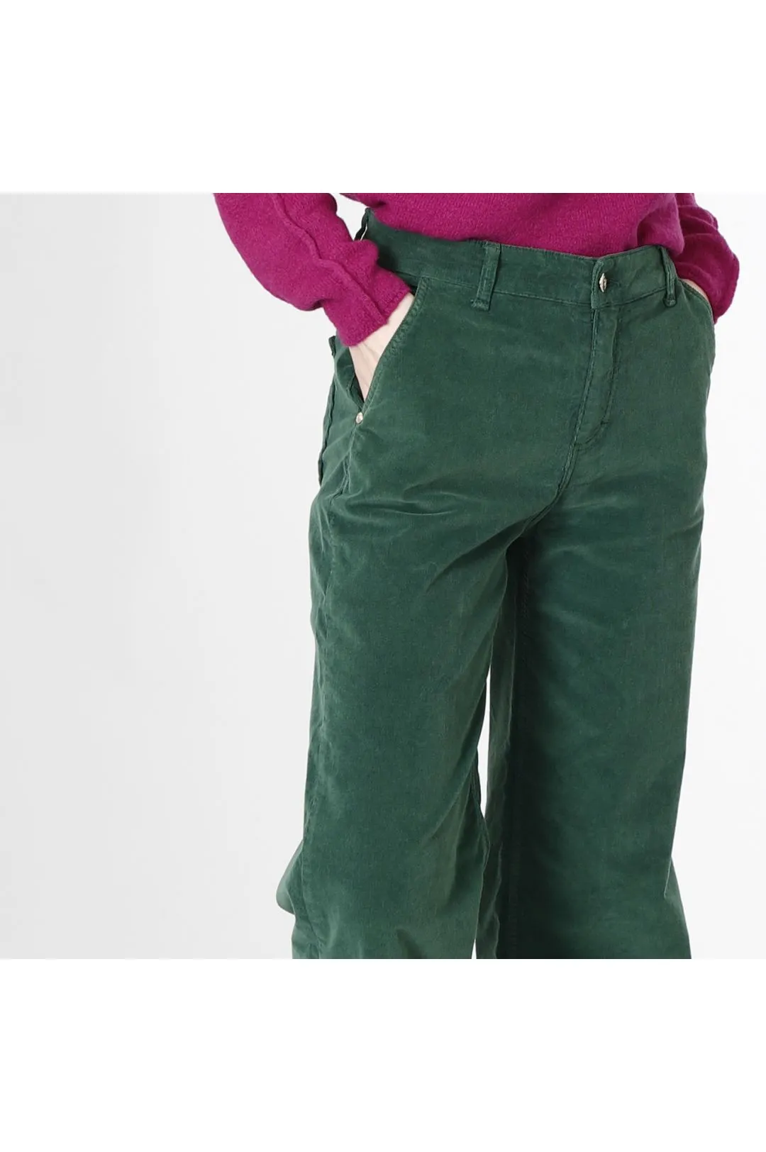 pantalones anchos de terciopelo teñido dark green
