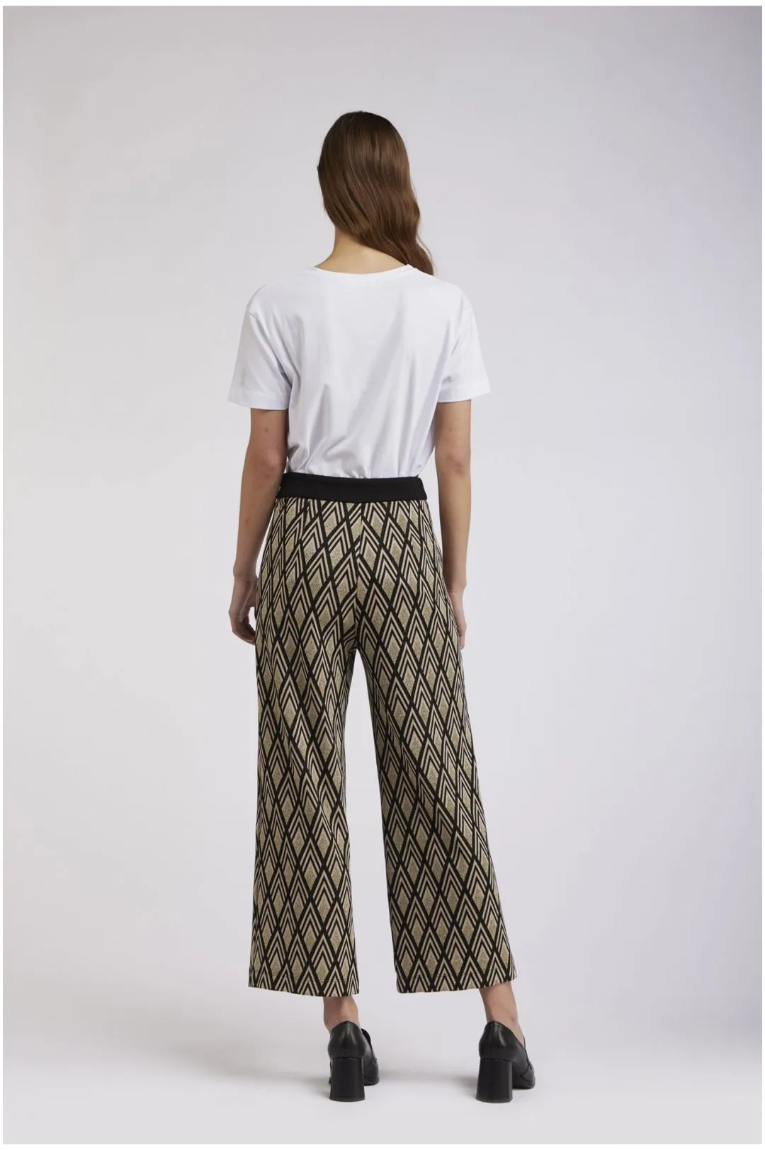 pantalones anchos en estilo jacquard geometric sand