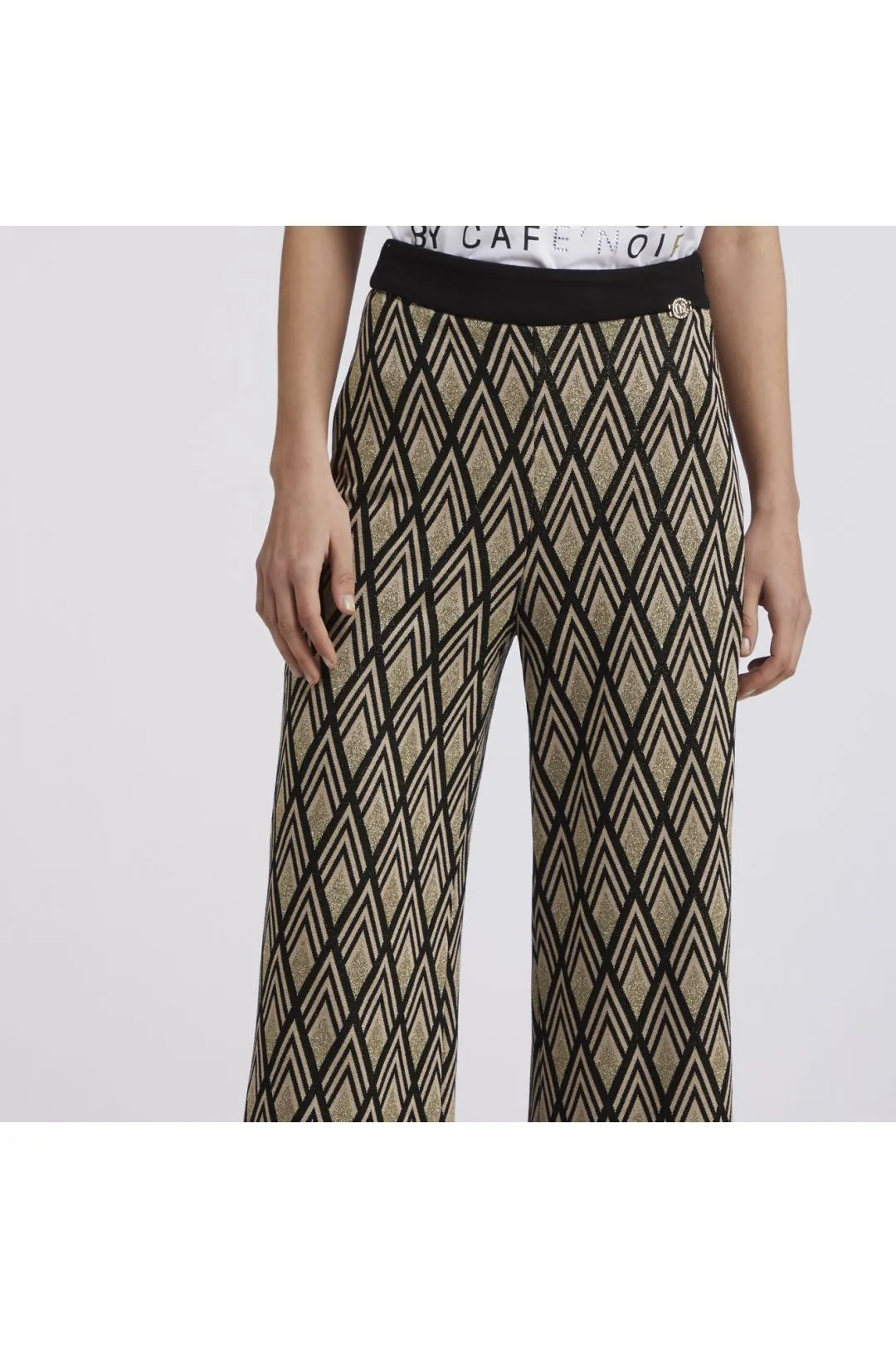 pantalones anchos en estilo jacquard geometric sand